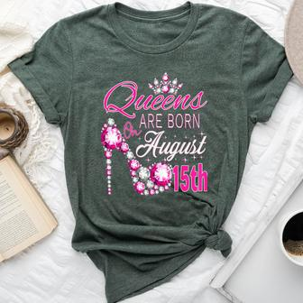 Queens Are Born On August 15Th Lion Queen Virgo Queen Girl Bella Canvas T-shirt | Mazezy
