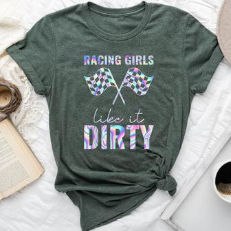 Racing Girls Like It Dirty Hologram Bella Canvas T-shirt | Mazezy
