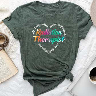 Radiation Therapist Heart Word Cloud Watercolor Rainbow Bella Canvas T-shirt | Mazezy