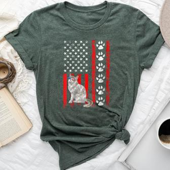 Ragamuffin Cat 4Th Of July Patriotic American Flag Paws Bella Canvas T-shirt | Mazezy CA