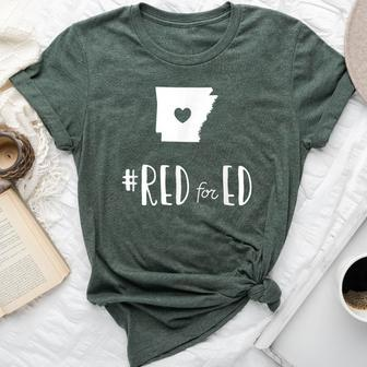 Red For Ed Arkansas Teacher Public Education Bella Canvas T-shirt | Mazezy