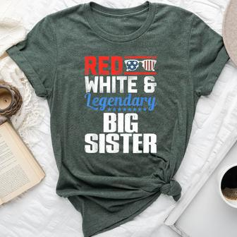 Red White And Legendary Big Sister 4Th Of July Flag Bella Canvas T-shirt | Mazezy