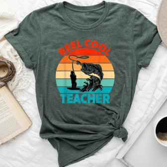 Reel Cool Teacher Fisher Fisherman Fathers Day Bella Canvas T-shirt | Mazezy