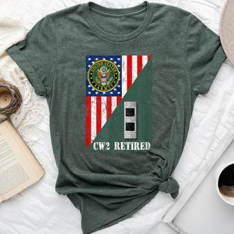 Retired Army Chief Warrant Officer Two Cw2 Half Rank & Flag Bella Canvas T-shirt | Mazezy