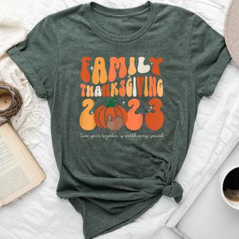 Retro Groovy Turkey Family Thanksgiving Squad 2023 Matching Bella Canvas T-shirt - Thegiftio UK