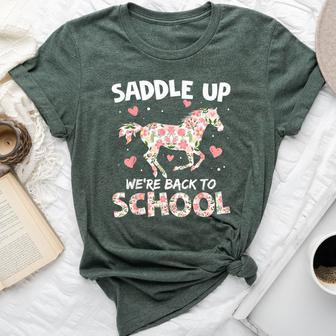Saddle Up We're Back To School Horse Riding Student Teacher Bella Canvas T-shirt | Mazezy
