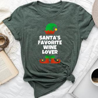 Santa's Favorite Wine Lover Christmas Hat Drinking Bella Canvas T-shirt | Mazezy