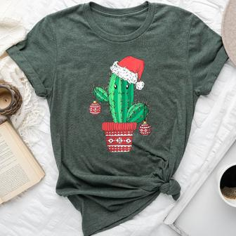 Santa's Hat Cactus Sweater Christmas Party Xmas Holidays Bella Canvas T-shirt - Monsterry