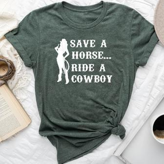 Save A Horse Ride A Cowboy Vintage Cowgirl Southern Western Bella Canvas T-shirt - Thegiftio UK