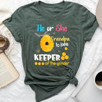He Or She Grandpa To Bee Keeper Of The Gender Reveal Bella Canvas T-shirt | Mazezy