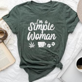 Im A Simple Woman Weed Coffee Dog Paws Cannabis Stoner Bella Canvas T-shirt | Mazezy