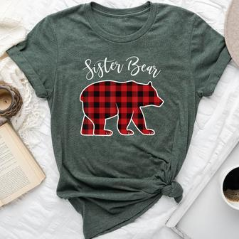 Sister Bear Pajama Red Buffalo Xmas Family Christmas Bella Canvas T-shirt - Thegiftio UK