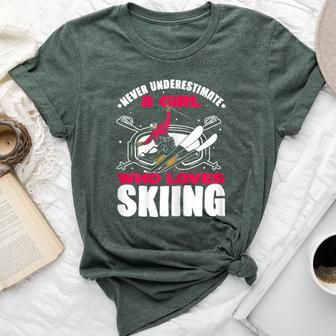 Ski Lovers Never Underestimate A Girl Who Loves Skiing Bella Canvas T-shirt | Mazezy