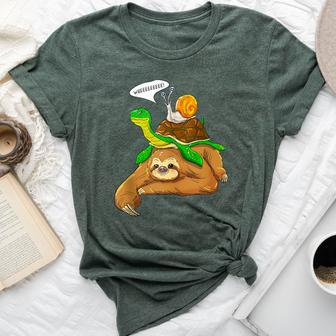 Sloth Turtle Snail Humor Cute Animal Lover Bella Canvas T-shirt - Monsterry