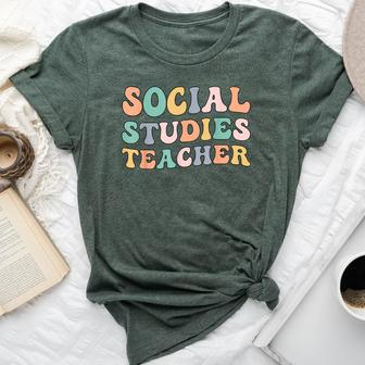 Social Studies Teacher Groovy Social Studies Teaching Bella Canvas T-shirt | Mazezy