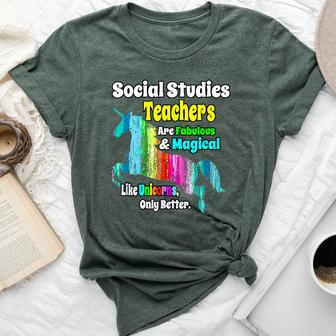Social Studies Teachers Fabulous And Magical Unicorn Bella Canvas T-shirt | Mazezy