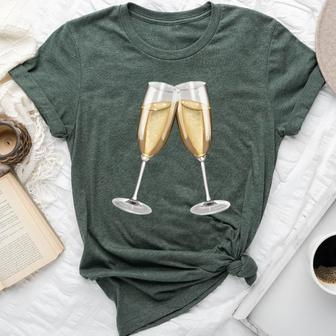 Sparkling Wine Champagne Glasses Toast D010-0645B Bella Canvas T-shirt - Seseable