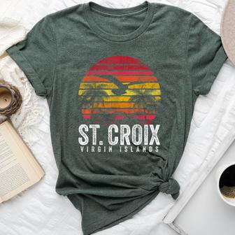 St Croix Vintage Retro Sunset Beach Island Women Bella Canvas T-shirt | Mazezy