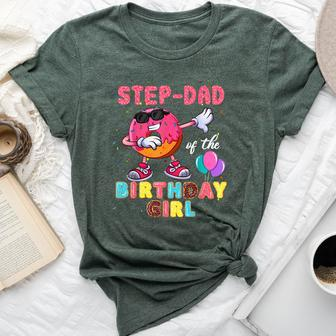 Step-Dad Of The Birthday Girl Donut Dab Birthday Bella Canvas T-shirt | Mazezy