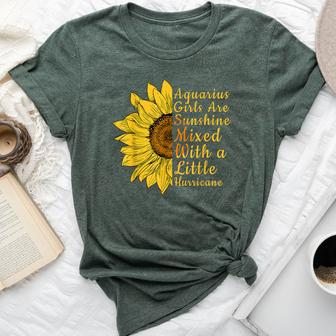 Sunflower Aquarius Woman January And February Birthday Bella Canvas T-shirt | Mazezy