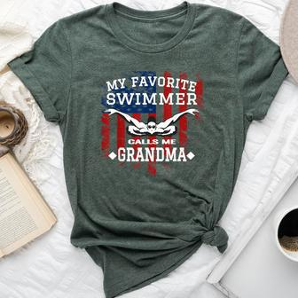 Swim Grandma Us American Flag Swimming Bella Canvas T-shirt | Mazezy