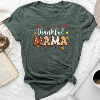 Thankful Mama Fall Autumn Thanksgiving Mom Grandma Bella Canvas T-shirt - Monsterry