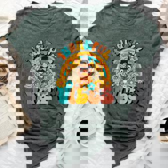 Thankful Vibes Turkey Rainbow Retro Thanksgiving Women Bella Canvas T-shirt - Seseable