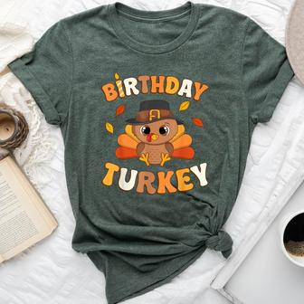 Thanksgiving Birthday Turkey Bday Party Toddler Boy Girl Bella Canvas T-shirt - Seseable