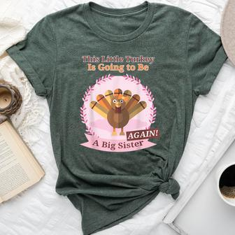 Thanksgiving This Little Turkey Is Going Be A Sister Again Bella Canvas T-shirt | Mazezy