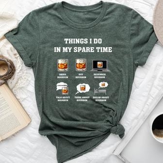 Things I Do In My Spare Time Drink Bourbon Whiskey Short Sleeve Bella Canvas T-shirt | Mazezy
