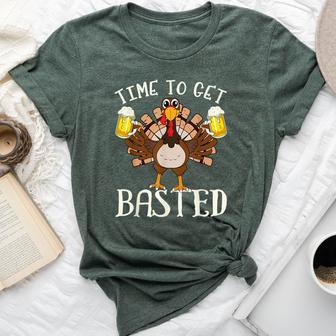 Time To Get Basted Beer Let's Get Adult Turkey Bella Canvas T-shirt | Mazezy