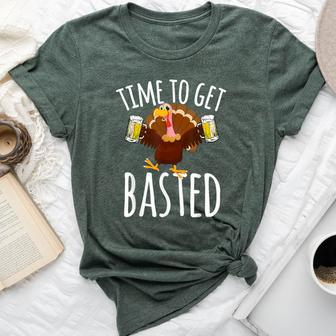 Time To Get Basted Beer Thanksgiving Turkey Bella Canvas T-shirt - Seseable
