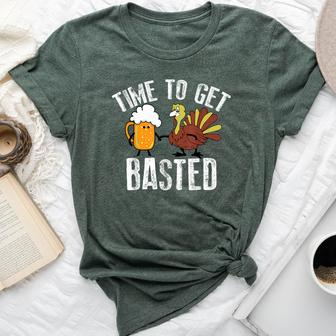 Time To Get Basted Thanksgiving Beer & Basting Bella Canvas T-shirt | Mazezy