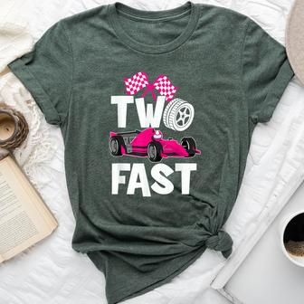 Two Fast Vintage Car Birthday Theme 2Nd Birthday Outfit Girl Bella Canvas T-shirt - Seseable
