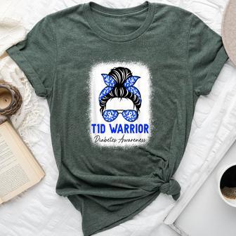 Type 1 Diabetes Warrior T1d Awareness Month Messy Bun Bella Canvas T-shirt - Thegiftio UK