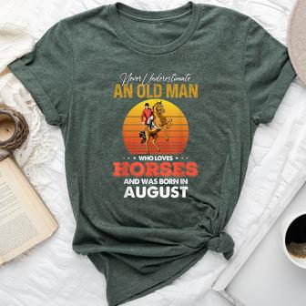Never Underestimate A August Old Man Who Loves Horses Png Bella Canvas T-shirt - Seseable