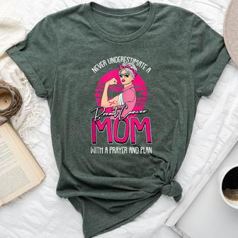 Never Underestimate Breast Cancer Awareness Mom Warrior Bella Canvas T-shirt - Thegiftio UK