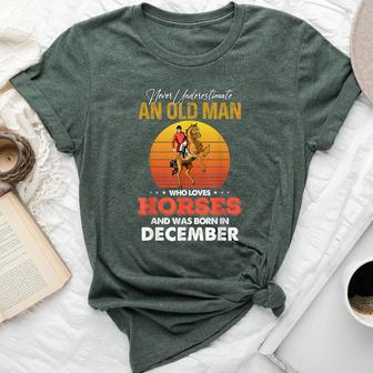 Never Underestimate A December Old Man Who Loves Horses Png Bella Canvas T-shirt - Seseable