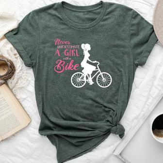 Never Underestimate A Girl With A Bike Girl Bella Canvas T-shirt - Monsterry DE