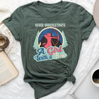 Never Underestimate A Girl With A Bow Archery Sagittarius Bella Canvas T-shirt - Monsterry AU