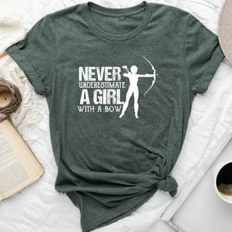 Never Underestimate A Girl With A Bow- Female Archery Bella Canvas T-shirt - Seseable