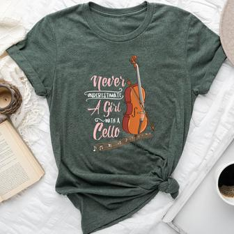 Never Underestimate A Girl With A Cello Cellist Bella Canvas T-shirt | Mazezy