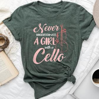 Never Underestimate A Girl With A Cello Vintage Bella Canvas T-shirt | Mazezy