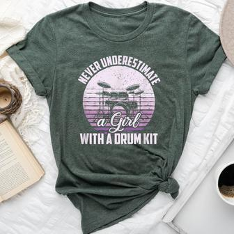 Never Underestimate A Girl With A Drum Kit Drummer Girl Bella Canvas T-shirt - Thegiftio UK