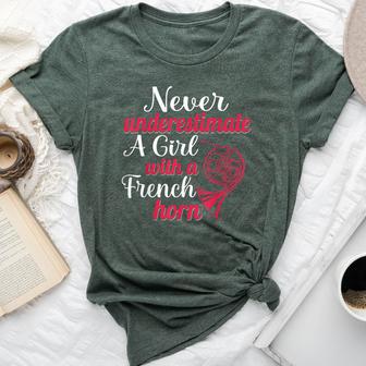 Never Underestimate A Girl French Horn Musician Women Bella Canvas T-shirt - Thegiftio UK