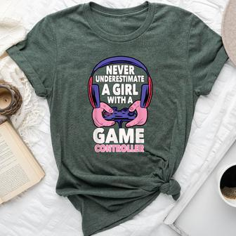 Never Underestimate A Girl With A Game Controller Gaming Bella Canvas T-shirt - Monsterry AU