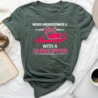 Never Underestimate A Girl With A Hair Clipper Barber Bella Canvas T-shirt - Monsterry DE