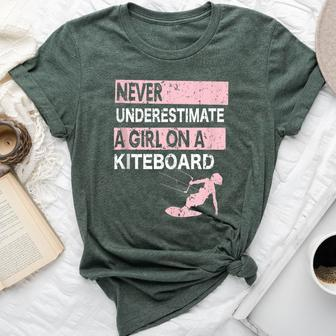 Never Underestimate A Girl On A Kiteboard Kiteboarding Fan Bella Canvas T-shirt | Mazezy