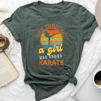 Never Underestimate A Girl Who Knows Karate Retro Karateist Bella Canvas T-shirt - Thegiftio UK