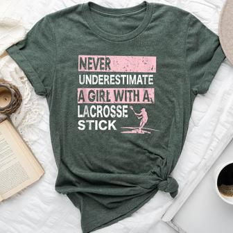 Never Underestimate A Girl With A Lacrosse Stick Idea Bella Canvas T-shirt | Mazezy